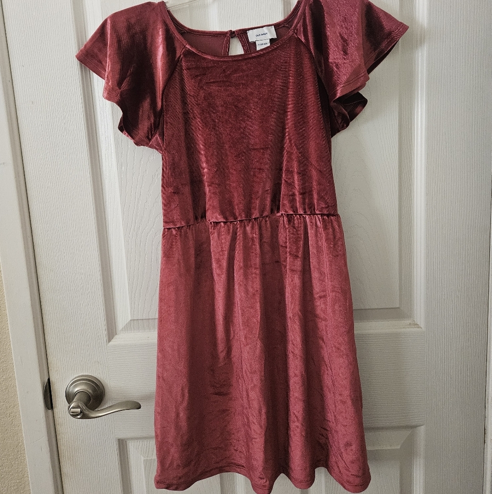 Old Navy Velvet Kids Dress in Deep Red